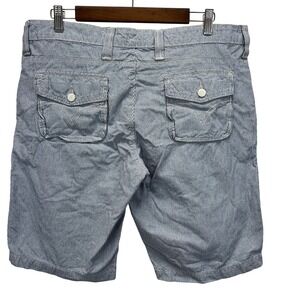 Levi's Womens Pinstriped Cotton Chino Twill Shorts Size 14 Blue White Pockets